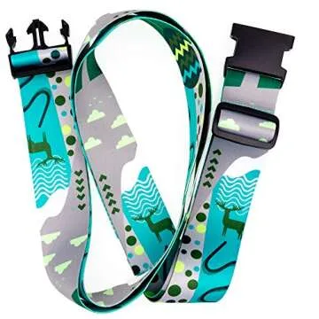 Teeoff Luggage Straps Suitcase Belts Travel Bag Accessories Adjustable 220CM (Geometric Deer - 2 Pac...