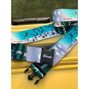 Teeoff Luggage Straps Suitcase Belts Travel Bag Accessories Adjustable 220CM (Geometric Deer - 2 Pack)