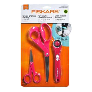 Fiskars Craft Sewing Starter Kit (3pc), Pink – Essential Tools for Precise Sewing Projects