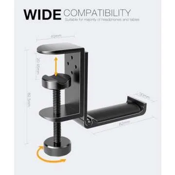 APPHOME Foldable Headphone Stand Hanger Holder, Space-Saving Aluminum Soundbar Stand with Universal Fit for Gaming PC Accessories, Under Desk Clamp Hook Mount