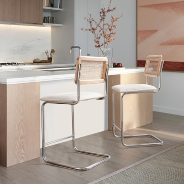 ONEVOG 26" Natural Rattan Counter Height Bar Stools Set of 2