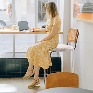 ONEVOG 26" Natural Rattan Counter Height Bar Stools Set of 2