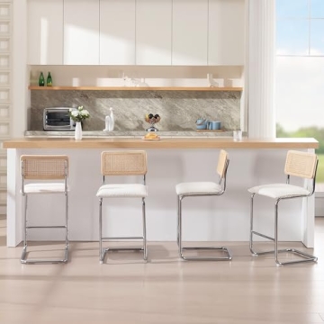 ONEVOG 26" Natural Rattan Counter Height Bar Stools Set of 2