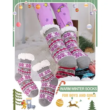 Cozy MOGGEI Fuzzy Slipper Socks for Kids - Winter Essentials