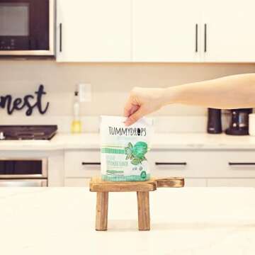 Tummydrops, Natural Peppermint, Gluten Free & Vegan, 33 Individually Wrapped Pure Peppermint Oil Loz...