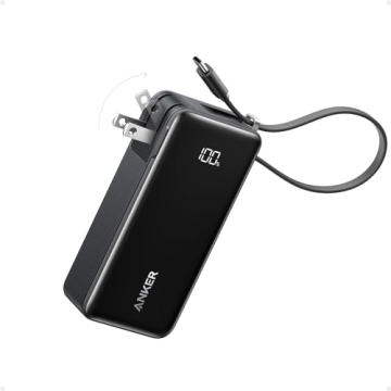 Anker Nano 3-in-1 Portable iPhone Charger, 10,000mAh Power Bank with Built-in USB-C Cable and Foldab...