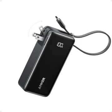 Anker Nano 3-in-1 Portable iPhone Charger, 10,000mAh Power Bank with Built-in USB-C Cable and Foldab...