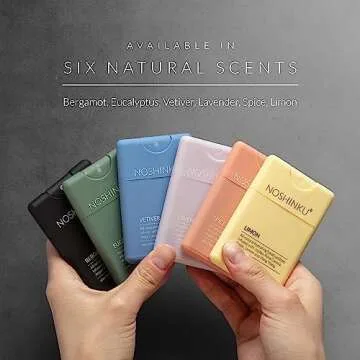 Noshinku Bergamot Refillable Pocket Hand Sanitizer 3-Pack | Organic Sanitizing Mist with Moisturizing Botanical Oils | Kills 99.9% of Germs | FDA Registered Sugarcane Derived Alcohol | Travel Size