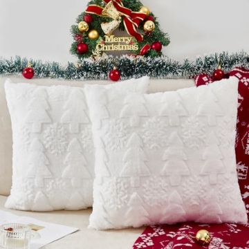 Soft Plush Christmas Pillow Covers Set of 2 - 18" x 18"