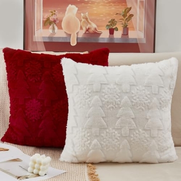 Christmas Pillow Covers Set - 18"x18" Plush Decor