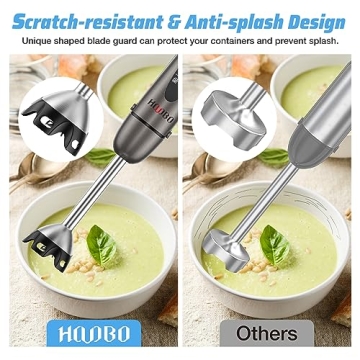 HOVOBO Immersion Blender Handheld 1000W Powerful Scratch Resistant Hand Blenders for Kitchen, Stick Blender Immersion 12 Speed and Turbo Mode, Low-Noise, Beaker Chopper Whisk Milk Frother
