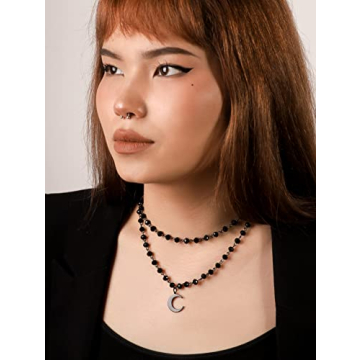 Goth Y2K Black Moon Choker Necklace for Women