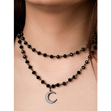 Goth Y2K Black Moon Choker Necklace for Women