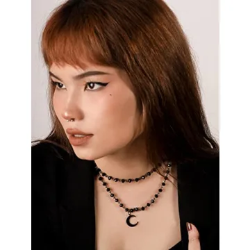 Goth Y2K Black Moon Choker Necklace for Women