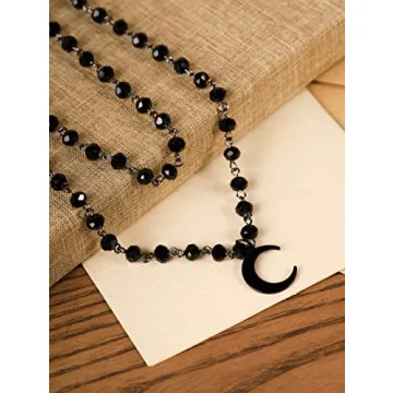 Goth Y2K Black Moon Choker Necklace for Women