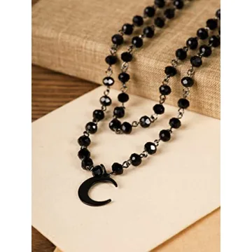Goth Y2K Black Moon Choker Necklace for Women