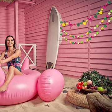 Tropical Flamingo Pineapple Pom Pom Garland Set for Summer