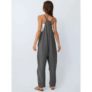 AUTOMET Jumpsuits for Women Casual Summer Outfits Rompers Comfy Beach Vacation Trendy Overalls Jumpers Fashion Clothes 2025 DarkGrey S