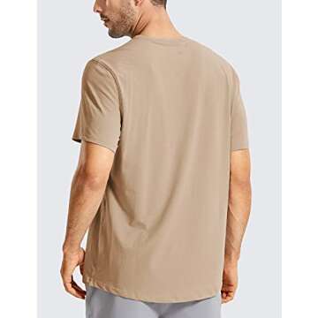 CRZ YOGA Men's Lightweight Pima Cotton Short Sleeve Athletic T-Shirts Workout Quick Dry Loose Fit Tees Mortar Color XX-Large