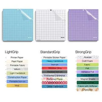Nicapa Replacement Cutting Mat for Silhouette(12x12 inch 3pack-Standardgrip、Lightgrip、Stronggrip) Adhesive&Sticky Non-Slip Flexible Square Gridded Cut Mats Set Matts Vinyl Craft Sewing Cloth