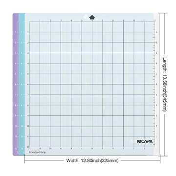 Nicapa Replacement Cutting Mat for Silhouette(12x12 inch 3pack-Standardgrip、Lightgrip、Stronggrip) Adhesive&Sticky Non-Slip Flexible Square Gridded Cut Mats Set Matts Vinyl Craft Sewing Cloth