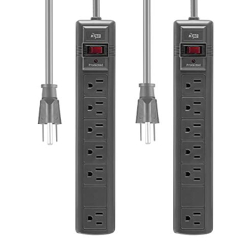 KMC Surge Protector Power Strip - 6 Outlets, 1200 Joules, 6ft Cord
