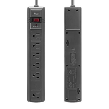 KMC Surge Protector Power Strip - 6 Outlets, 1200 Joules, 6ft Cord