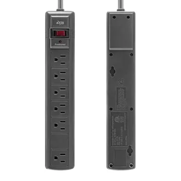 KMC Surge Protector Power Strip - 6 Outlets, 1200 Joules, 6ft Cord