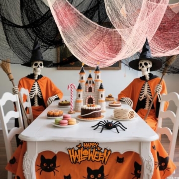 Yeomant 6Pcs Halloween Creepy Cloth 30×72inch, Scary Halloween Fabric Gauze, 2Pcs Blood 4Pcs Black ...