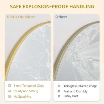 NISHCON Arched Full Length Mirror 64"x21", Gold Frame Floor Mirror with Stand, Free Standing Wall Mounted Leaning Mirror, Full Body Mirror for Bedroom Living Room Vanity Entryway Dressing