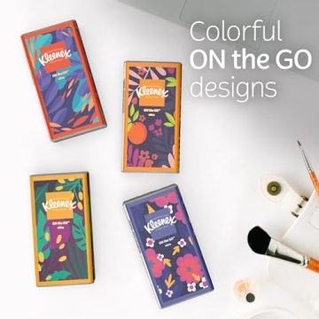 Kleenex On-The-Go Facial Tissues, 8 On-The-Go Packs, 10 Tissues per Box, 3-Ply (80 Total Tissues), Packaging May Vary