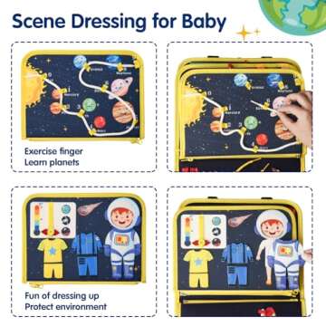 Ancistro Montessori Busy Board Toys for Space Exploration, Sensory Games Travel Activities Toddlers Press&Push, Pull String, Educational Learning Fine Motor Skills for 1 2 3 4 Year Baby Kids Autism