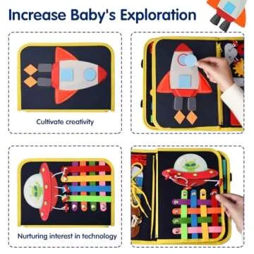 Ancistro Montessori Busy Board Toys for Space Exploration, Sensory Games Travel Activities Toddlers Press&Push, Pull String, Educational Learning Fine Motor Skills for 1 2 3 4 Year Baby Kids Autism