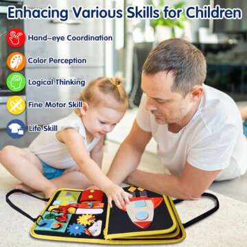 Ancistro Montessori Busy Board Toys for Space Exploration, Sensory Games Travel Activities Toddlers Press&Push, Pull String, Educational Learning Fine Motor Skills for 1 2 3 4 Year Baby Kids Autism