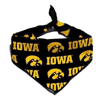 Iowa Hawkeyes NCAA Officially Licensed Bandana for Dogs and Cats - Fits Pets Great Gift Idea - Easy-...