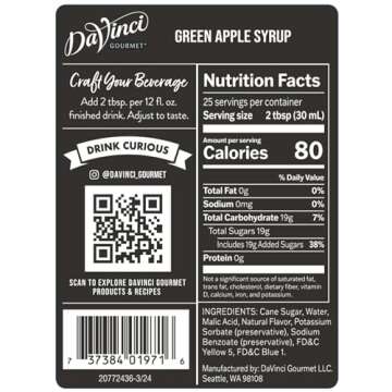 DaVinci Gourmet Green Apple Syrup, 25.4 Fluid Ounces (Pack of 1)