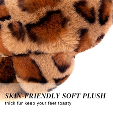 Parlovable Women's Fuzzy Leopard Slippers Cozy Home Shoes