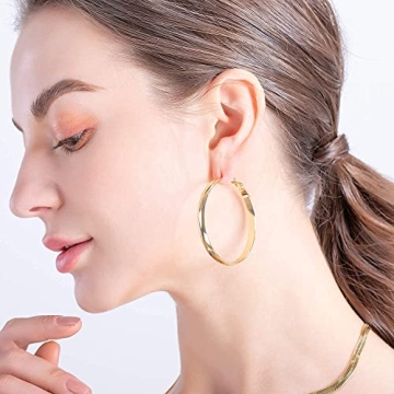 Elegant EXGOX Silver Hoop Earrings for Women - Hypoallergenic