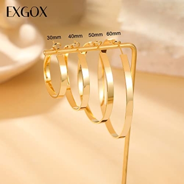 Elegant EXGOX Silver Hoop Earrings for Women - Hypoallergenic