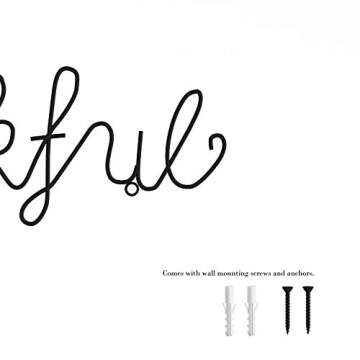 Lavish Home Metal Thankful Cursive Cutout Sign-3D Word Art Home Accent Decor-Perfect for Modern Rust...