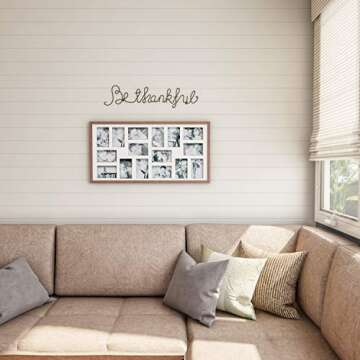 Lavish Home Metal Thankful Cursive Cutout Sign-3D Word Art Home Accent Decor-Perfect for Modern Rustic or Vintage Farmhouse Style, 25-Inch Long, Black