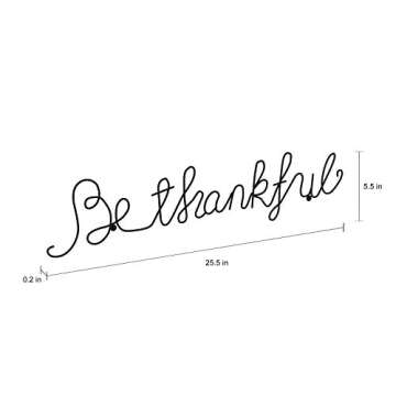 Lavish Home Metal Thankful Cursive Cutout Sign-3D Word Art Home Accent Decor-Perfect for Modern Rustic or Vintage Farmhouse Style, 25-Inch Long, Black