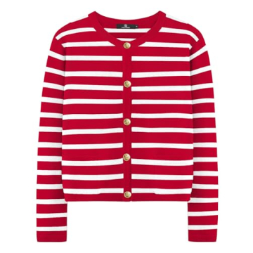 LILLUSORY Trendy Women's Striped Cardigan - Fashionable Fall Knitwear