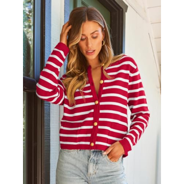 LILLUSORY Striped Cardigan Sweater for Women - Style & Comfort