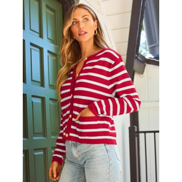 LILLUSORY Striped Cardigan Sweater for Women - Style & Comfort