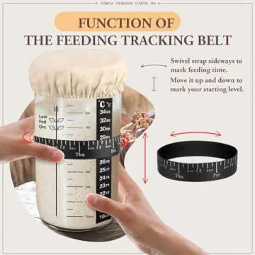 Zunmial Sourdough Starter kit, 34OZ Sourdough Starter Jar with Date Marked Feeding Band, ThermometerCloth Cover & Metal Lid, Reusable Sourdough Bread Baking Supplies, Home Baking Gifts