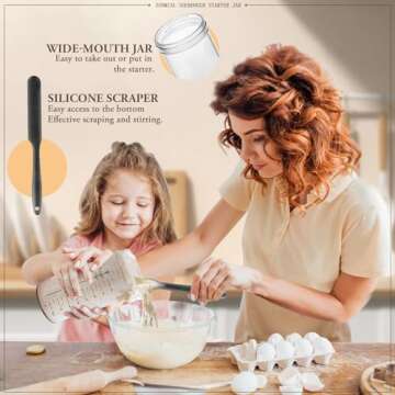 Zunmial Sourdough Starter kit, 34OZ Sourdough Starter Jar with Date Marked Feeding Band, ThermometerCloth Cover & Metal Lid, Reusable Sourdough Bread Baking Supplies, Home Baking Gifts