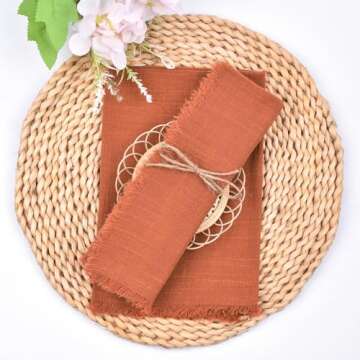Joanlody Handmade Terracotta Cloth Napkins – 6 Pack
