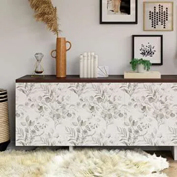 Naphite Floral Wallpaper Peel and Stick Wallpaper for Bedroom Grey Floral Boho Contact Paper for Cabinets Drawer Self Adhesive Removable Farmhouse Contact Paper Eucalyptus Leaf Nursery 17.3inW 590inL