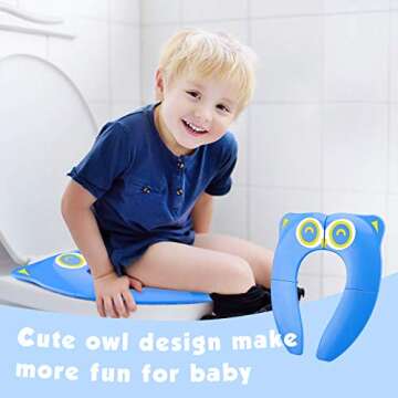 Upgrade Folding Large Non Slip Silicone Pads Travel Portable Reusable Potty Training Seat Suitable for Most Toilets，with Carry Bag for Toddlers and Kids, Blue